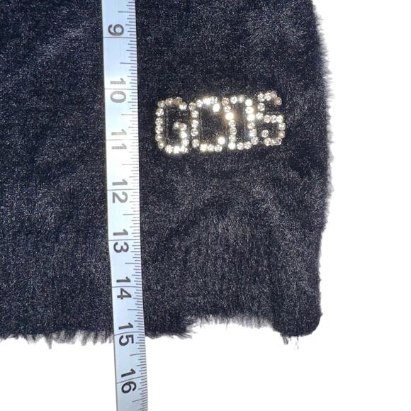 NWT GCDS Crystal Logo Brushed Fuzzy Black Mini Skirt MEDIUM - Picture 8 of 9